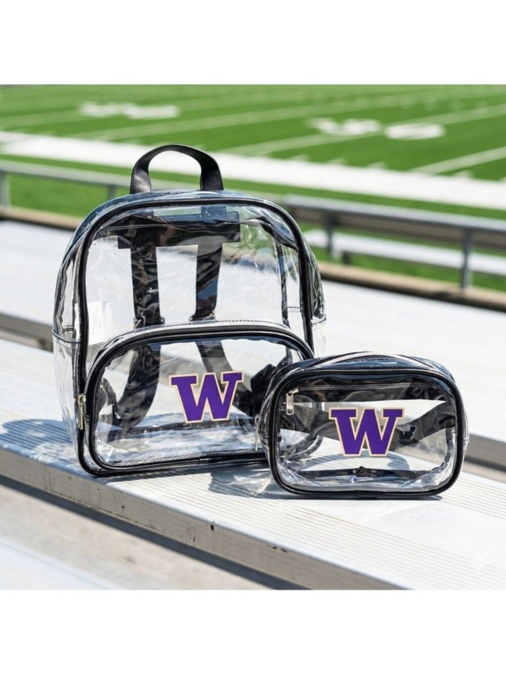 New Washington Huskies Clear Backpack Fanny Pack Set Stadium Bag NCAA Purple